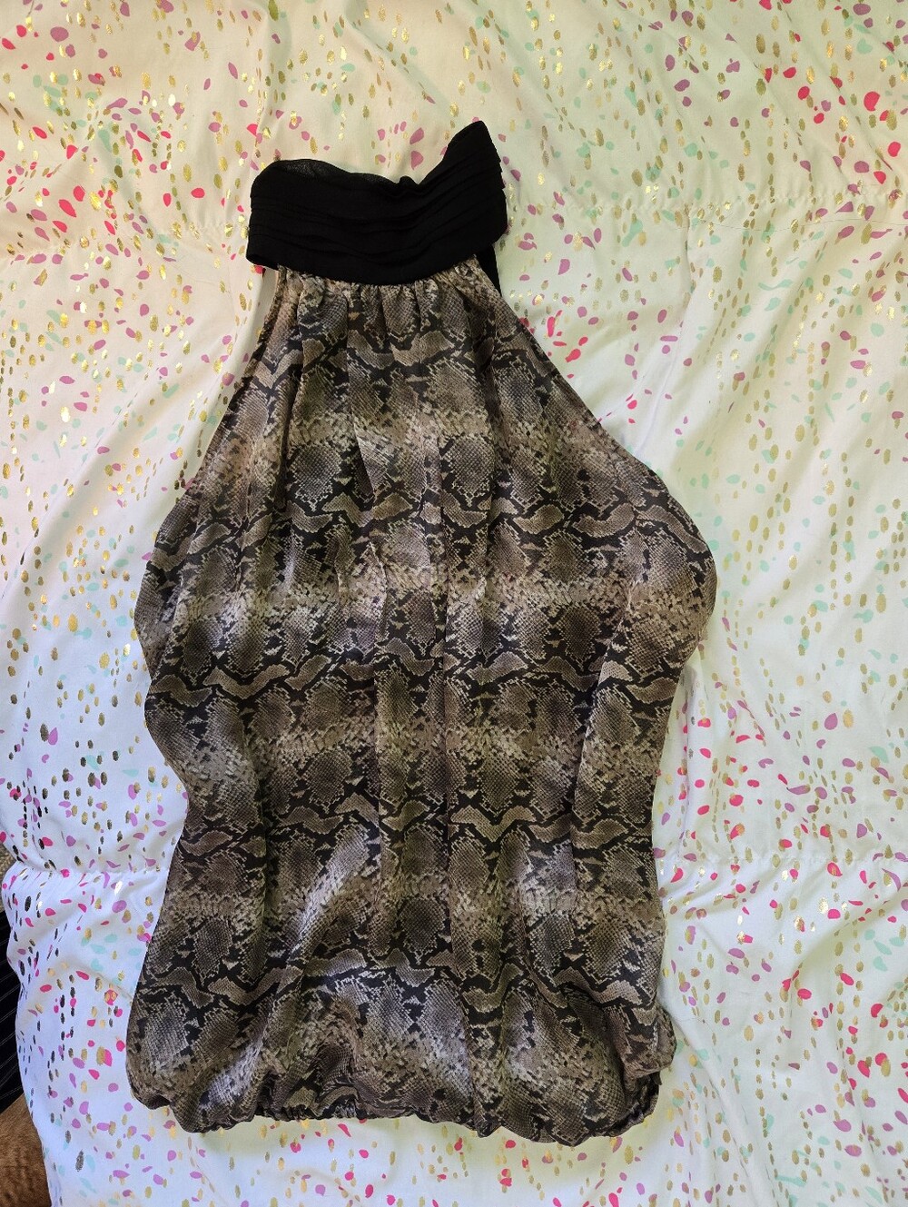 Zara sz L Snakeskin Reptile Print Draped Fit Halter Top